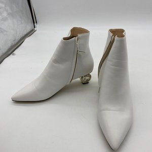 Kitten Low Heels Ankle Bootie Pointed Toe Slip On Leather Formal Dress Shoes